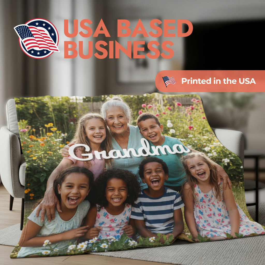 Custom All Over Photo & Text Blanket