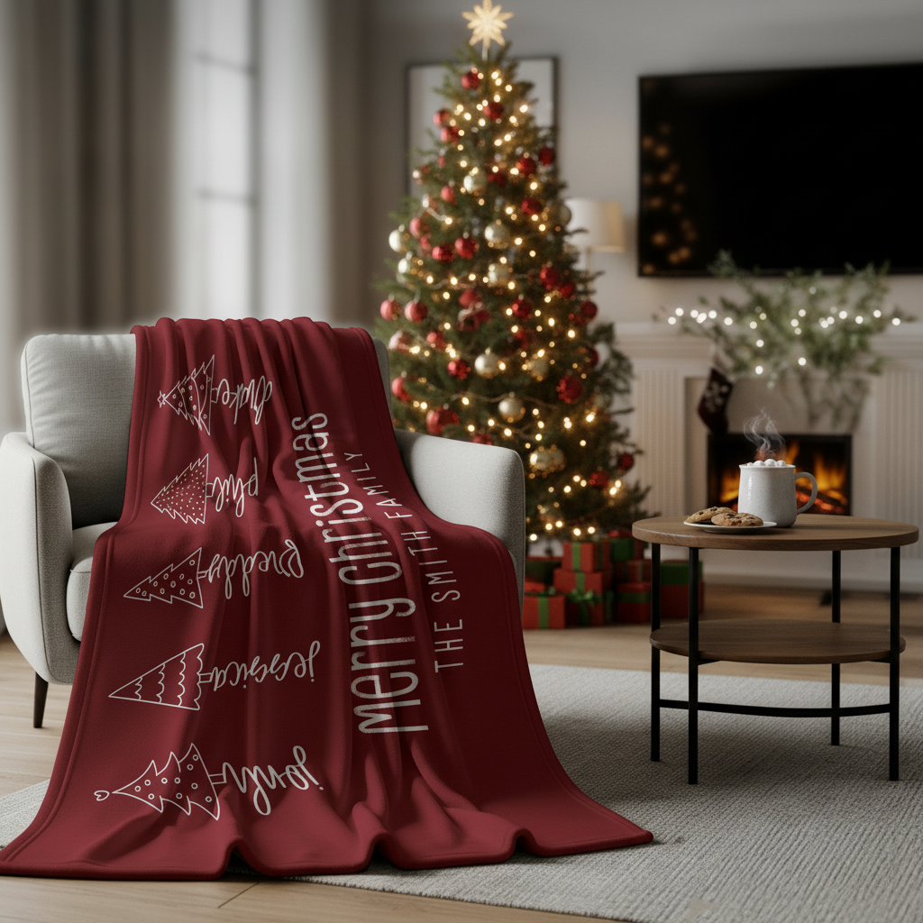 Christmas Family Tree Blanket - 50"X60"