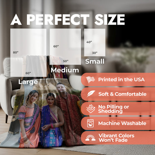 Family Photo Collage Blanket - 3 Photos