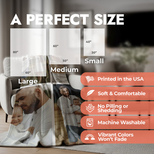 Family Photo Collage Blanket - 4 Photos