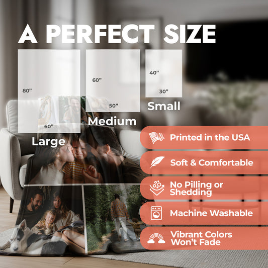 Family Photo Collage Blanket - 6 Photos