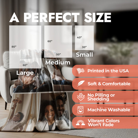 Family Photo Collage Blanket - 8 Pictures