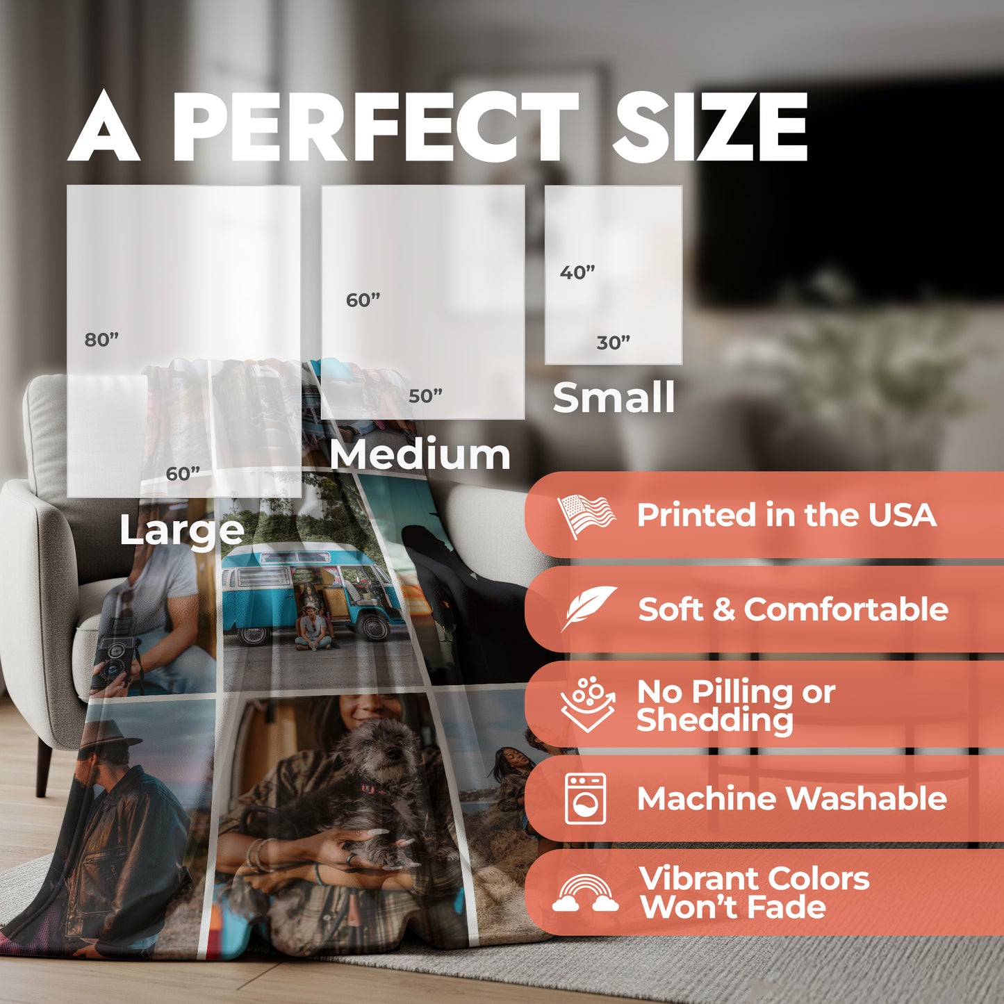 Family Photo Collage Blanket - 9 Photos