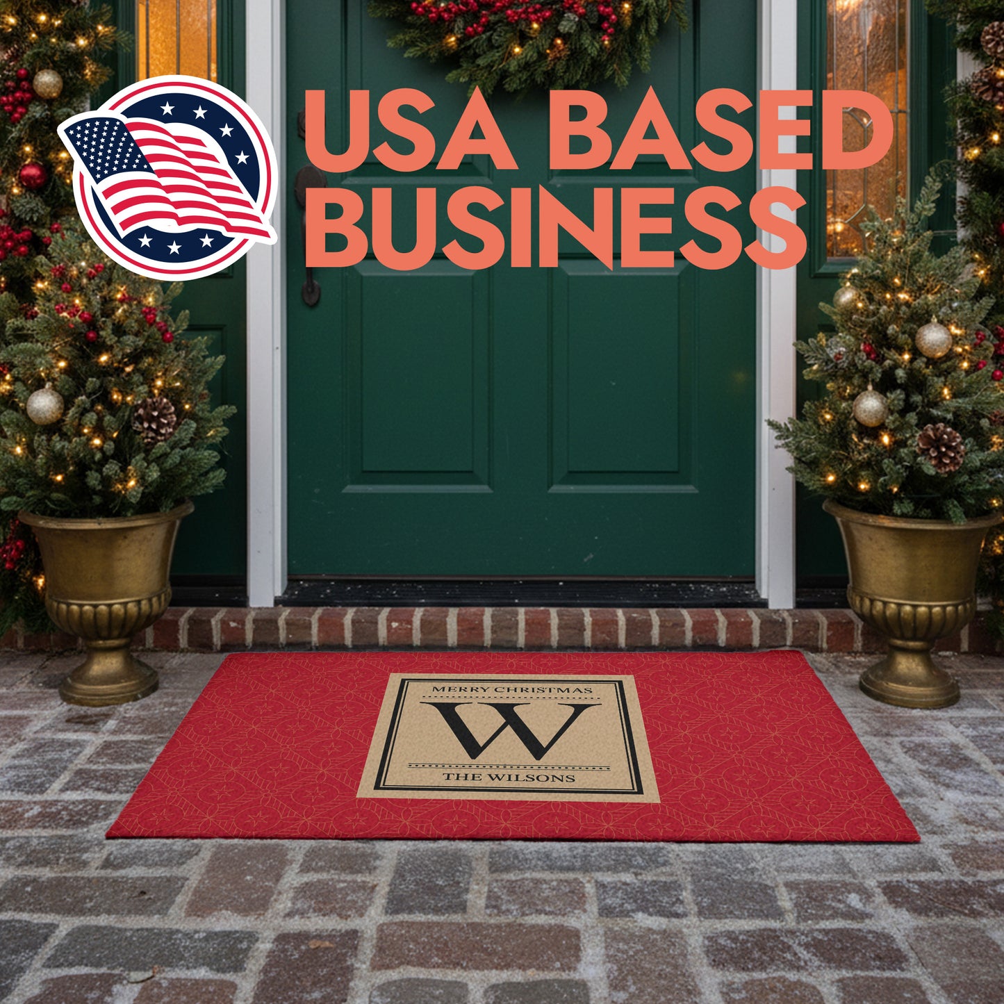Family Monogram Holiday Doormat