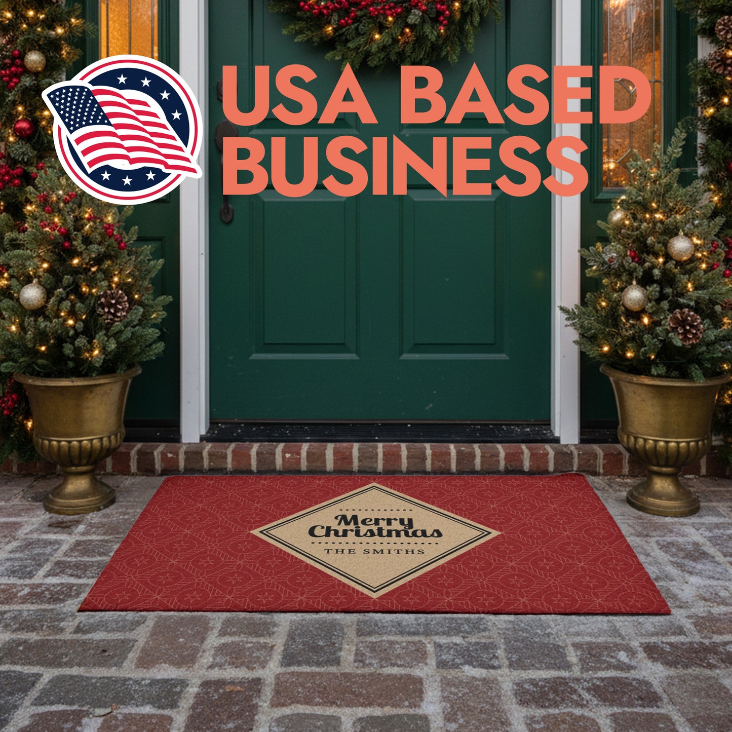 Geometric Medallion Holiday Doormat