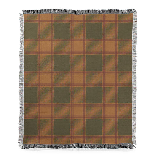 Autumn Plaid with Fringe Woven Blanket