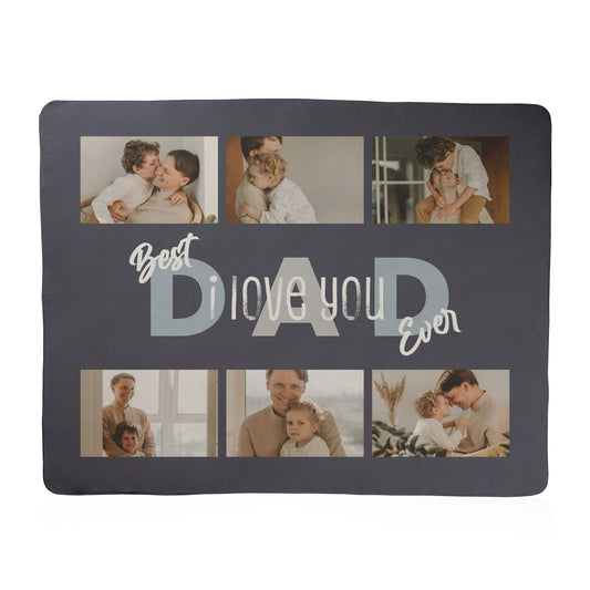 The Best Dad Photo Collage Landscape Blanket - 6 Photos