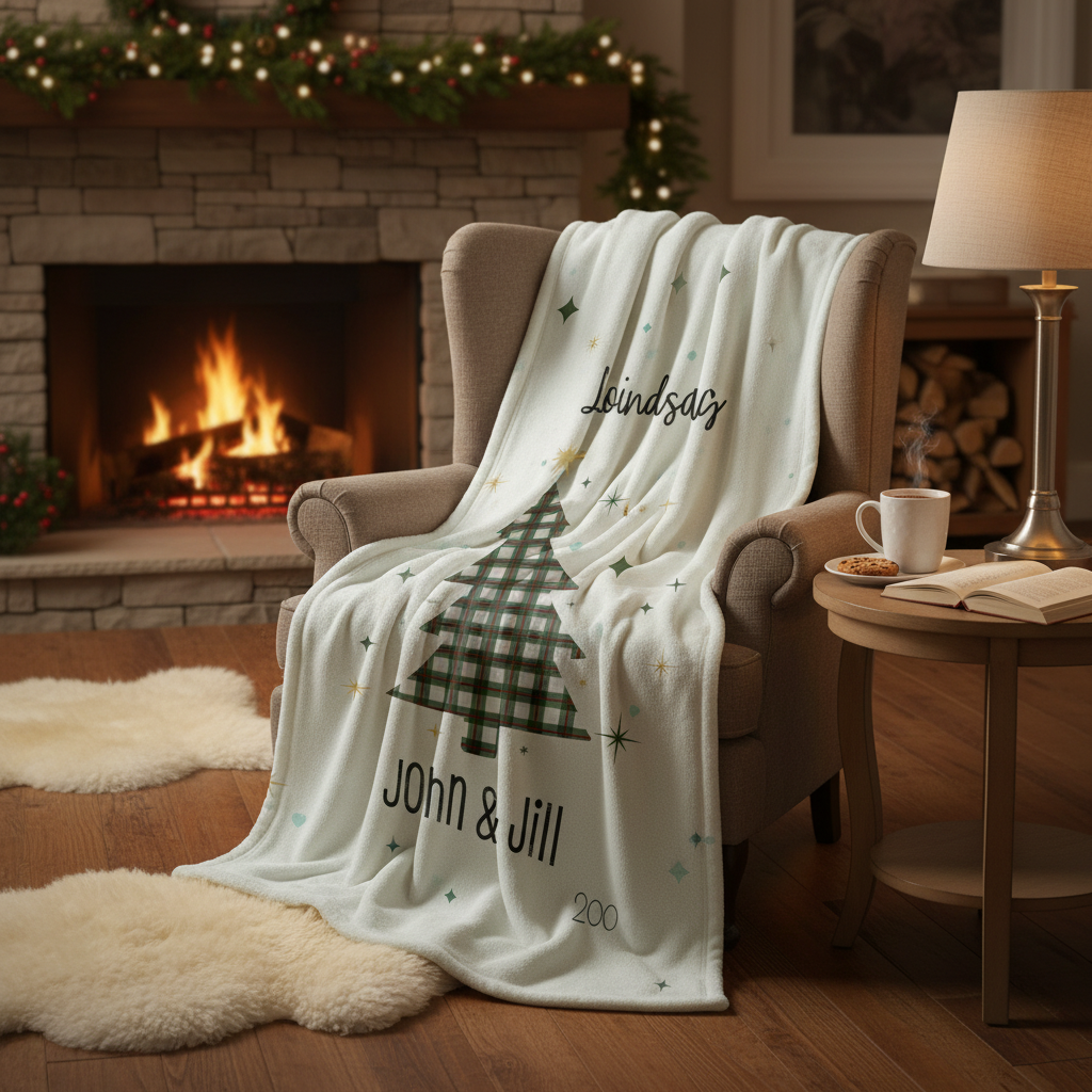 Merry Christmas Plaid Tree Blanket