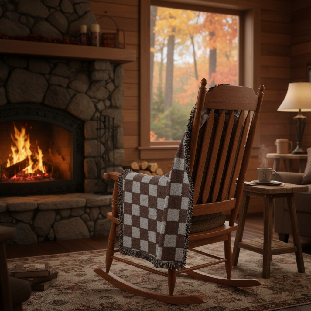 Checkered with Fringe Woven Blanket