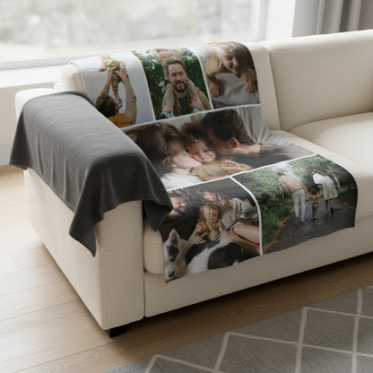 Family Photo Collage Blanket - 6 Photos