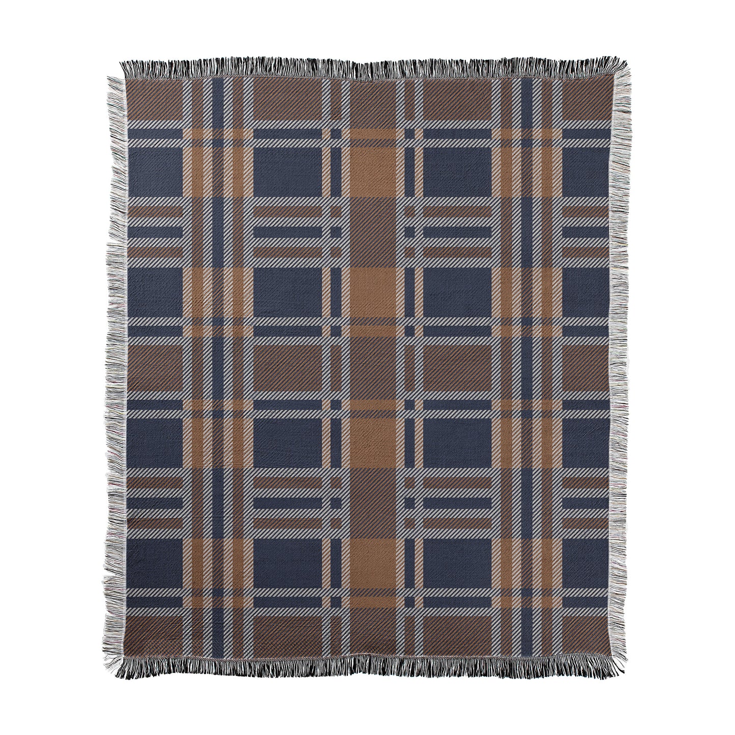Plaid with Fringe Woven Blanket