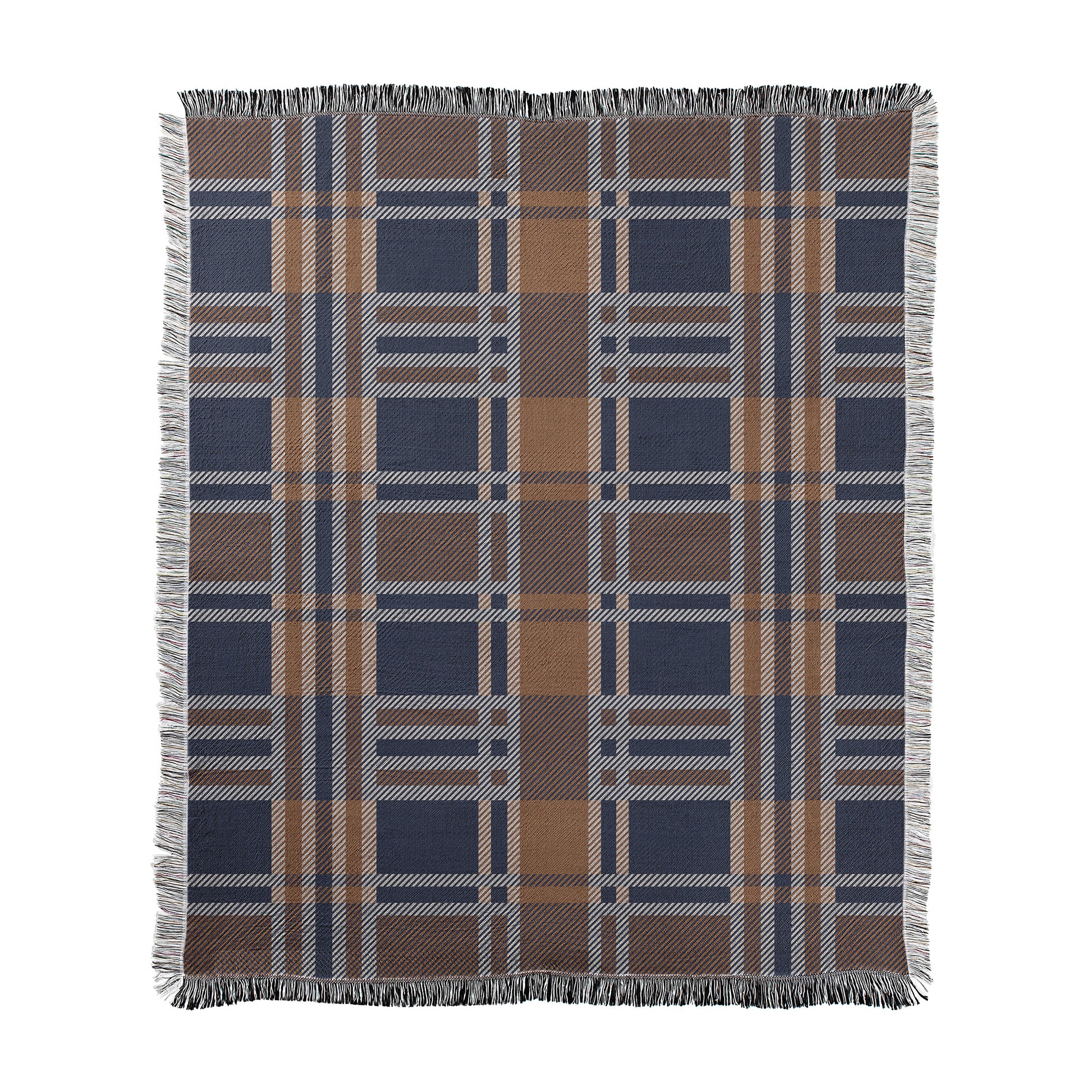 Plaid with Fringe Woven Blanket