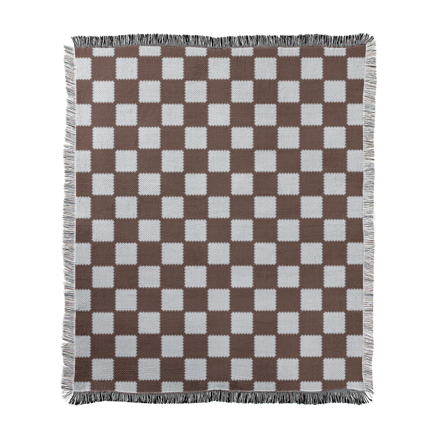 Checkered with Fringe Woven Blanket