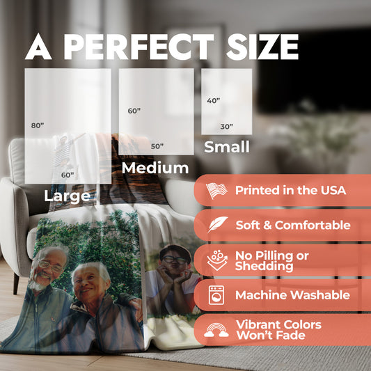 Family Photo Collage Blanket - 5 Photos