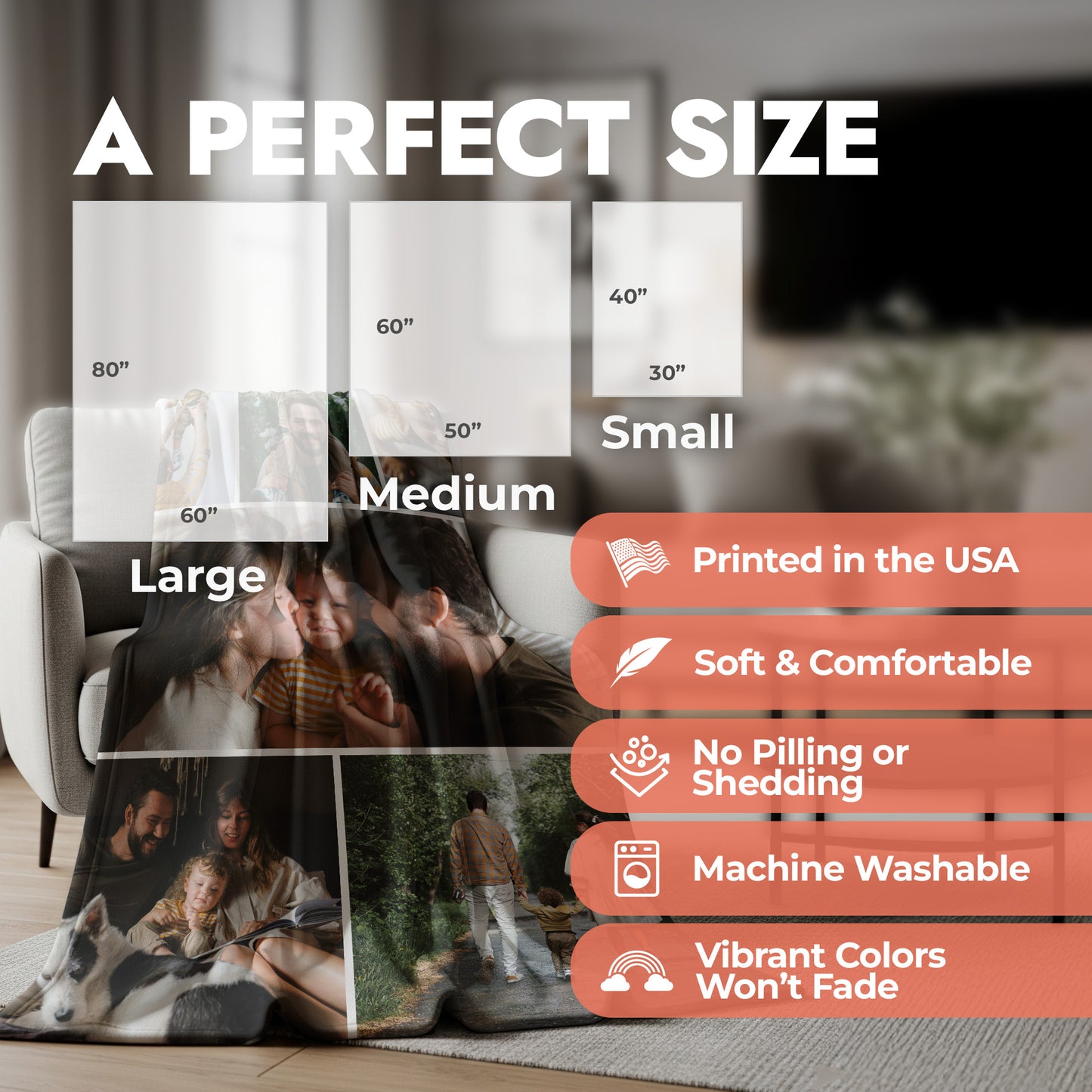 Family Photo Collage Blanket - 6 Photos