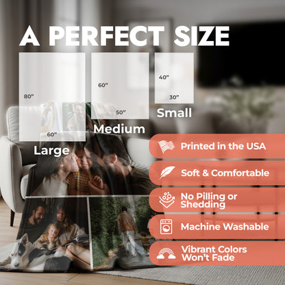 Family Photo Collage Blanket - 6 Photos