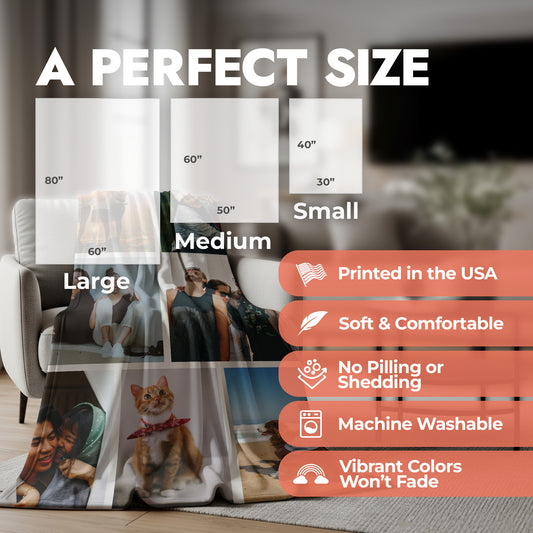 Family Photo Collage Blanket- 7 Photos