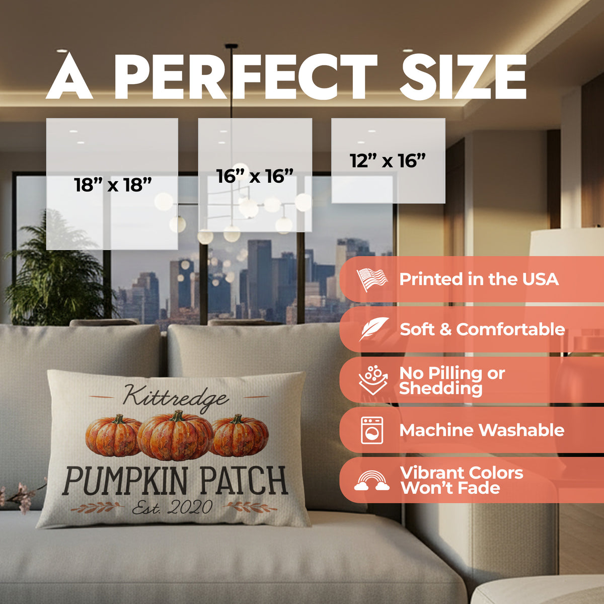 Personalized Text Pumpkin Patch Pillow - Light Background