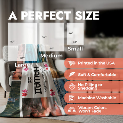 Vacation Photo Collage Blanket - 6 Photos