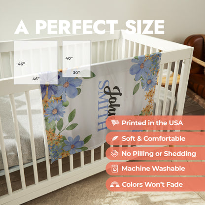 Blue Flowers Baby Swaddle