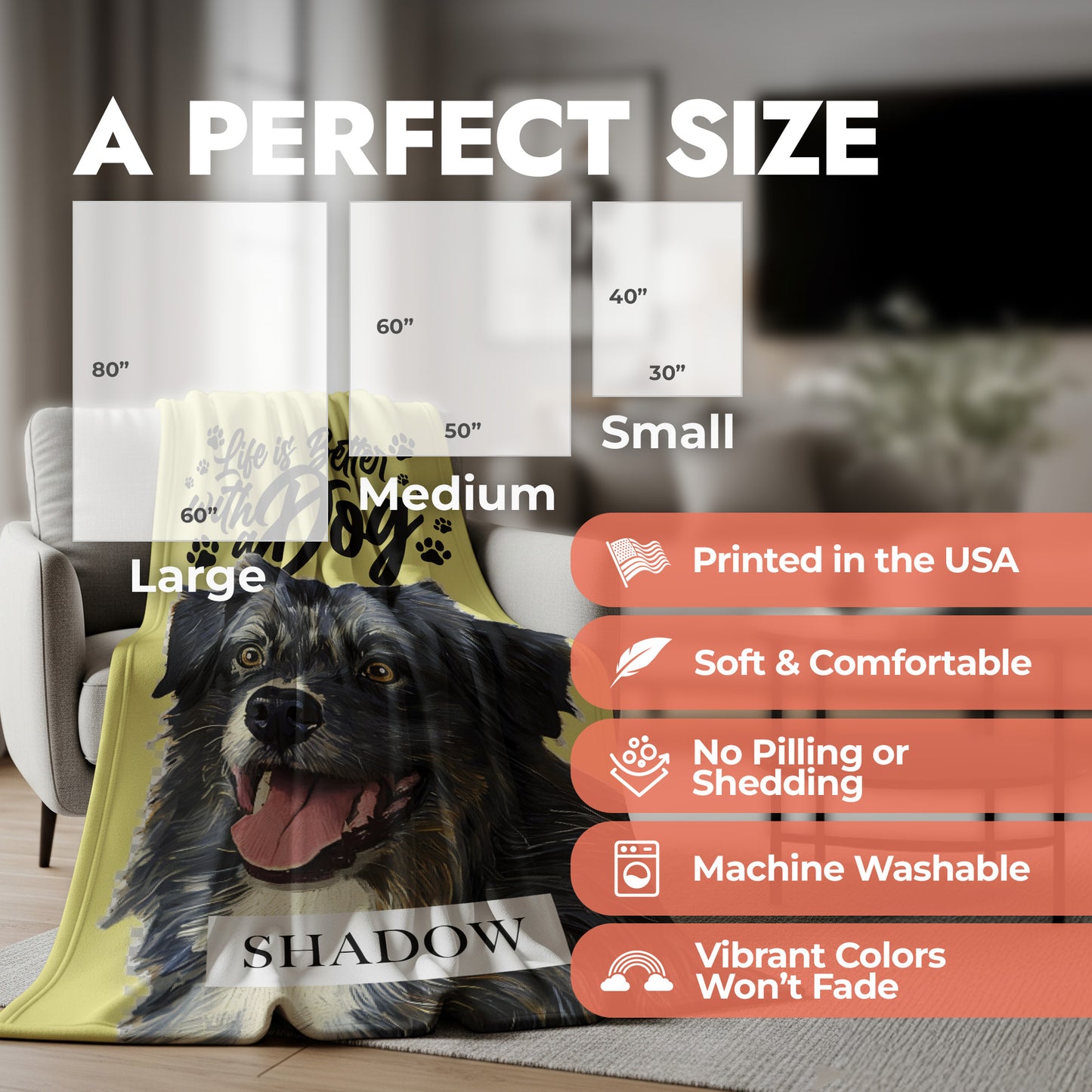 Life is Better With a Dog Photo Blanket