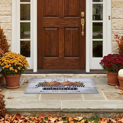 Personalized Text Pumpkin Farm Doormat