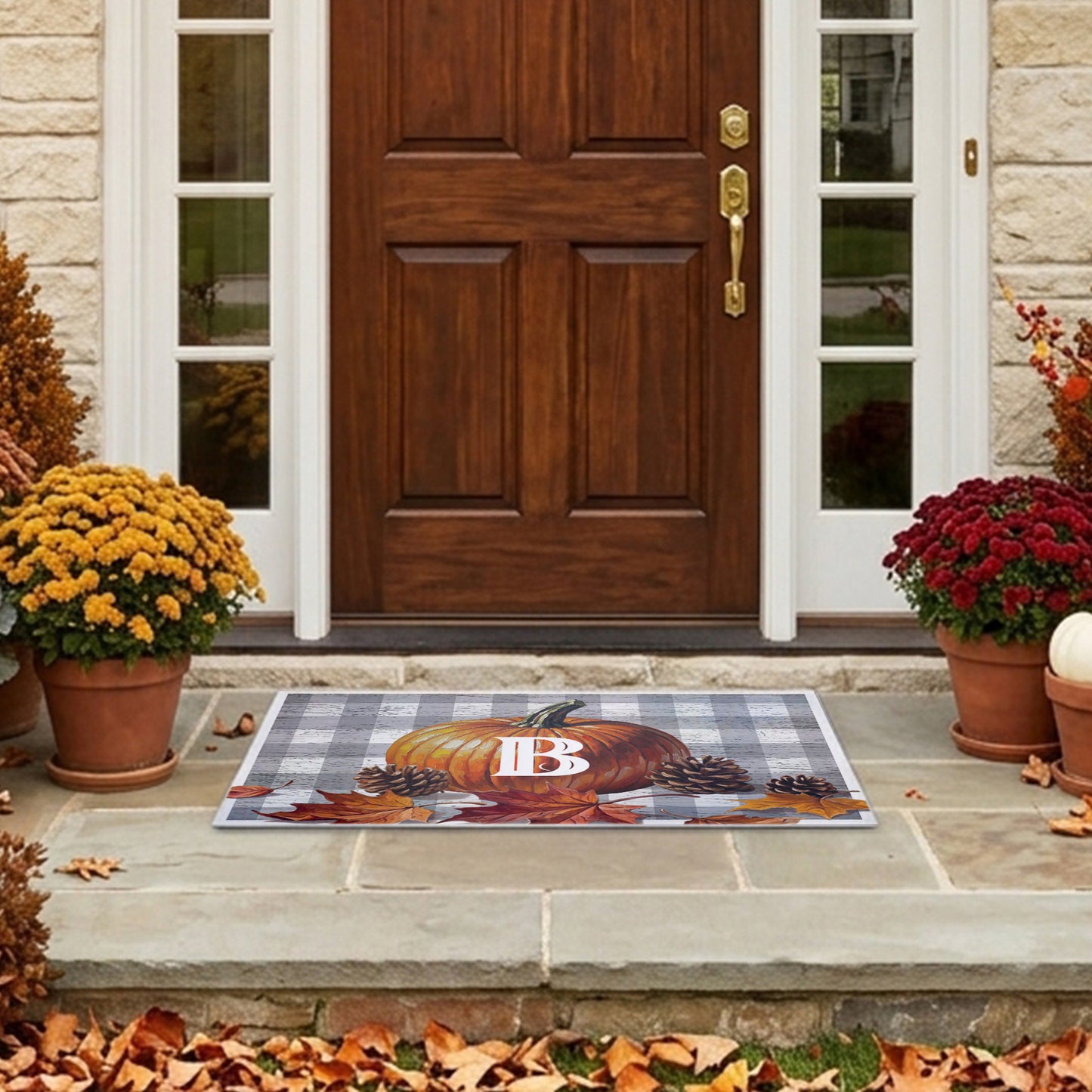 Personalized Single Letter Pumpkin Doormat