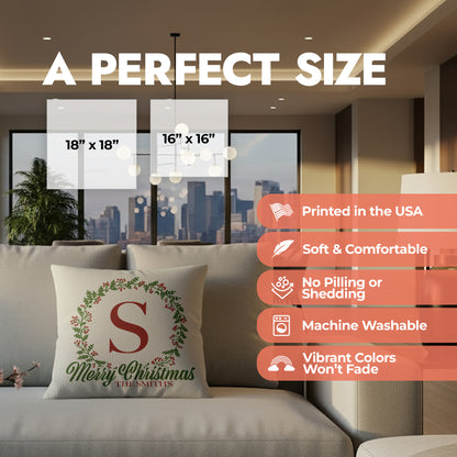 Christmas Monogram Letter & Name Pillow