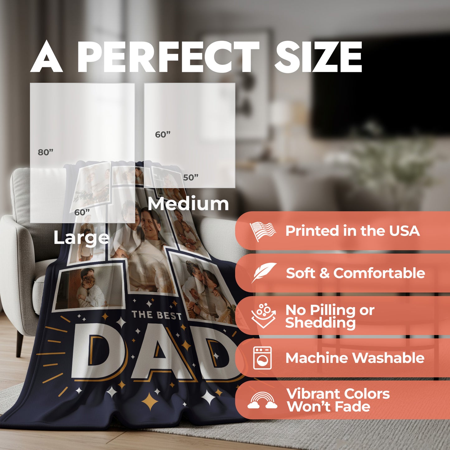 The Best Dad Photo Collage Blanket - 8 photos