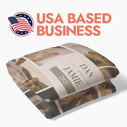 Engagement Photo Collage Blanket - 6 Photos