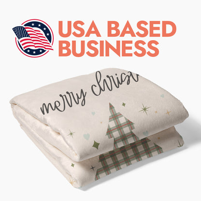 Merry Christmas Plaid Tree Blanket