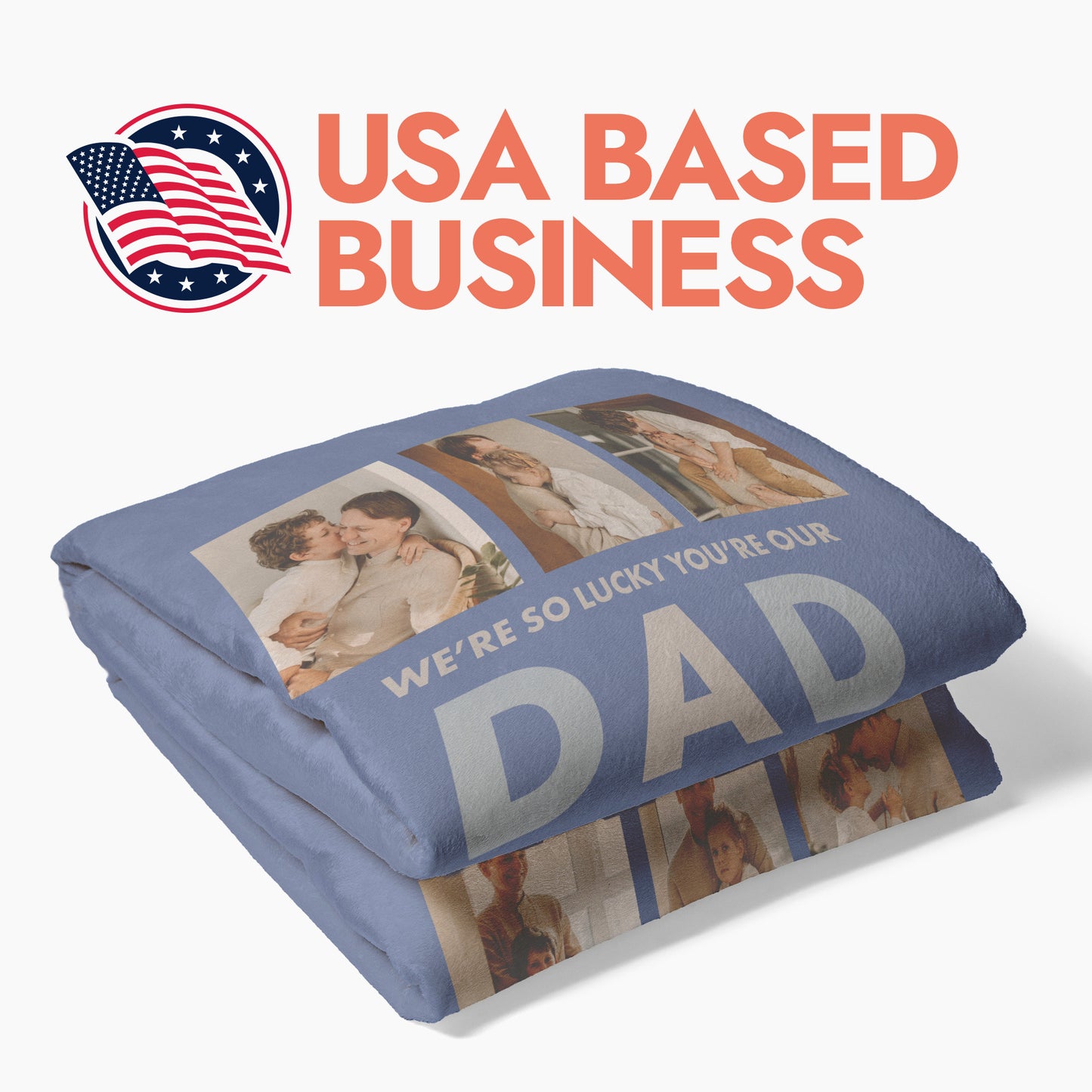 We Are Lucky You're Our Dad Photo Blanket - 6 Photos