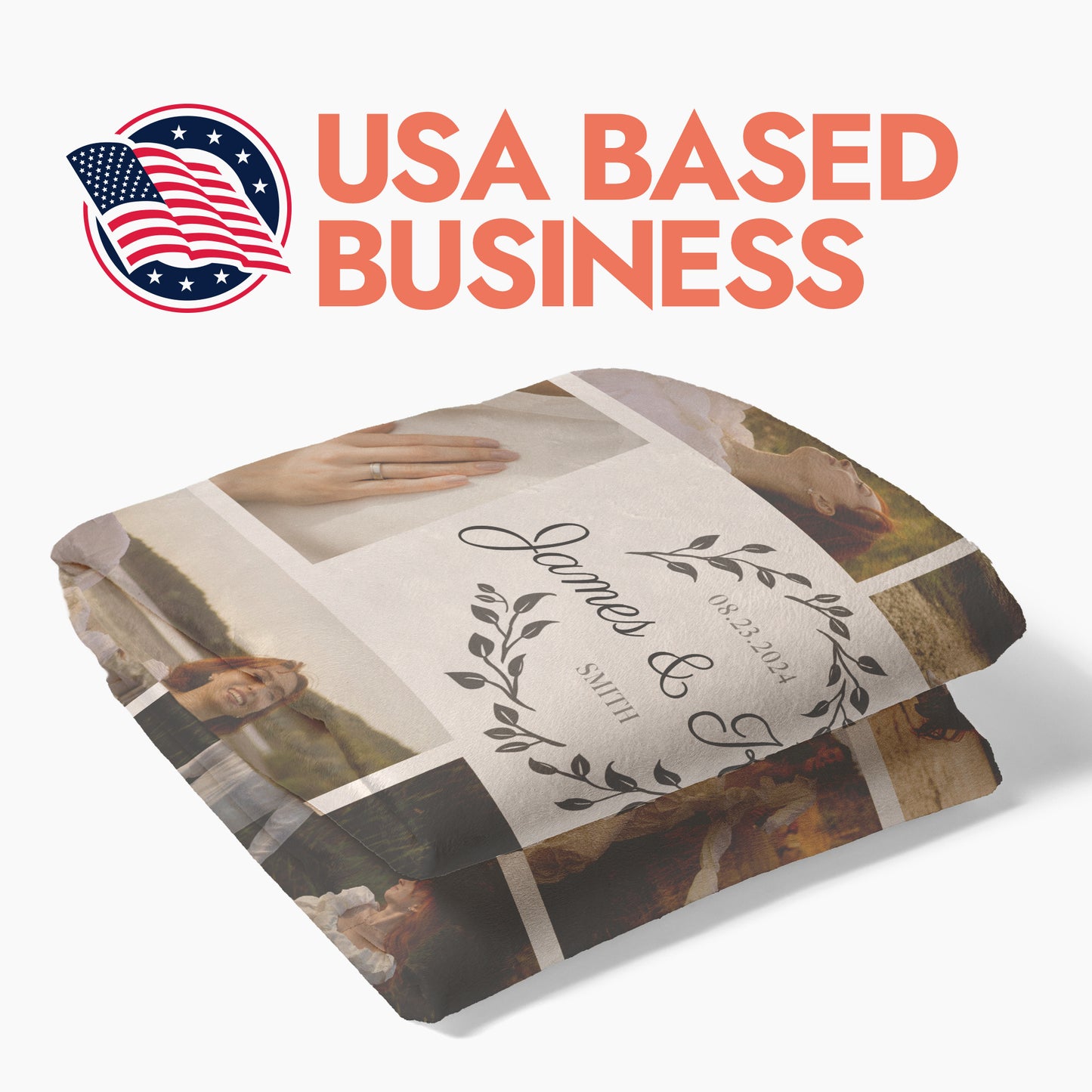 Engagement Script Photo Collage Blanket - 6 Photos