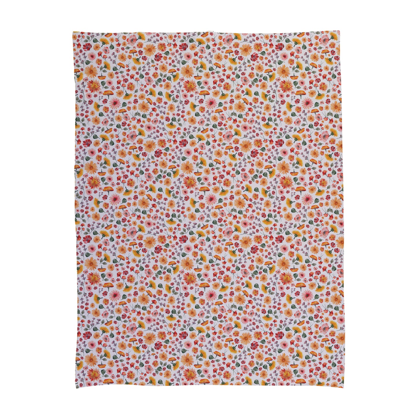 Floral pattern baby swaddle with daisies and small flowers.