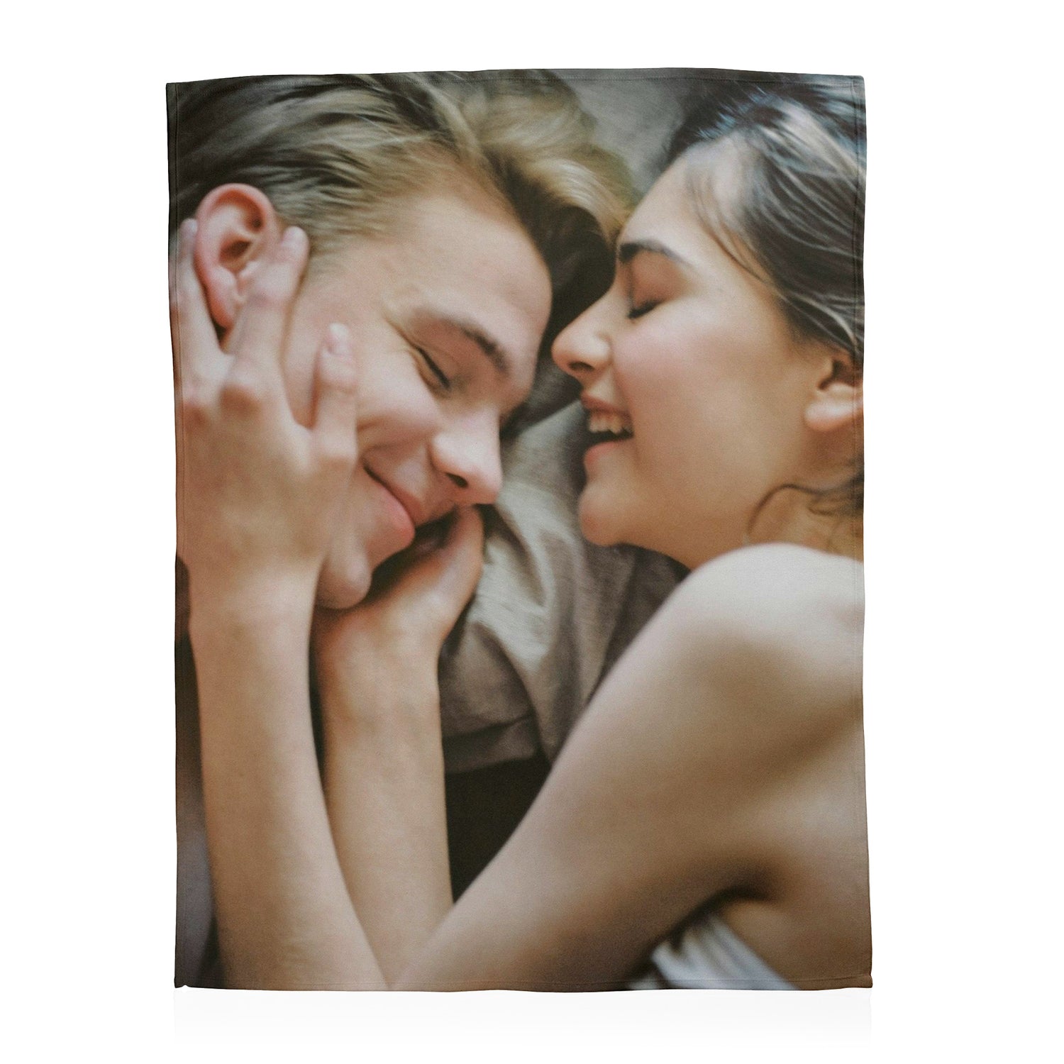Custom photo blanket with family pictures and text personalization