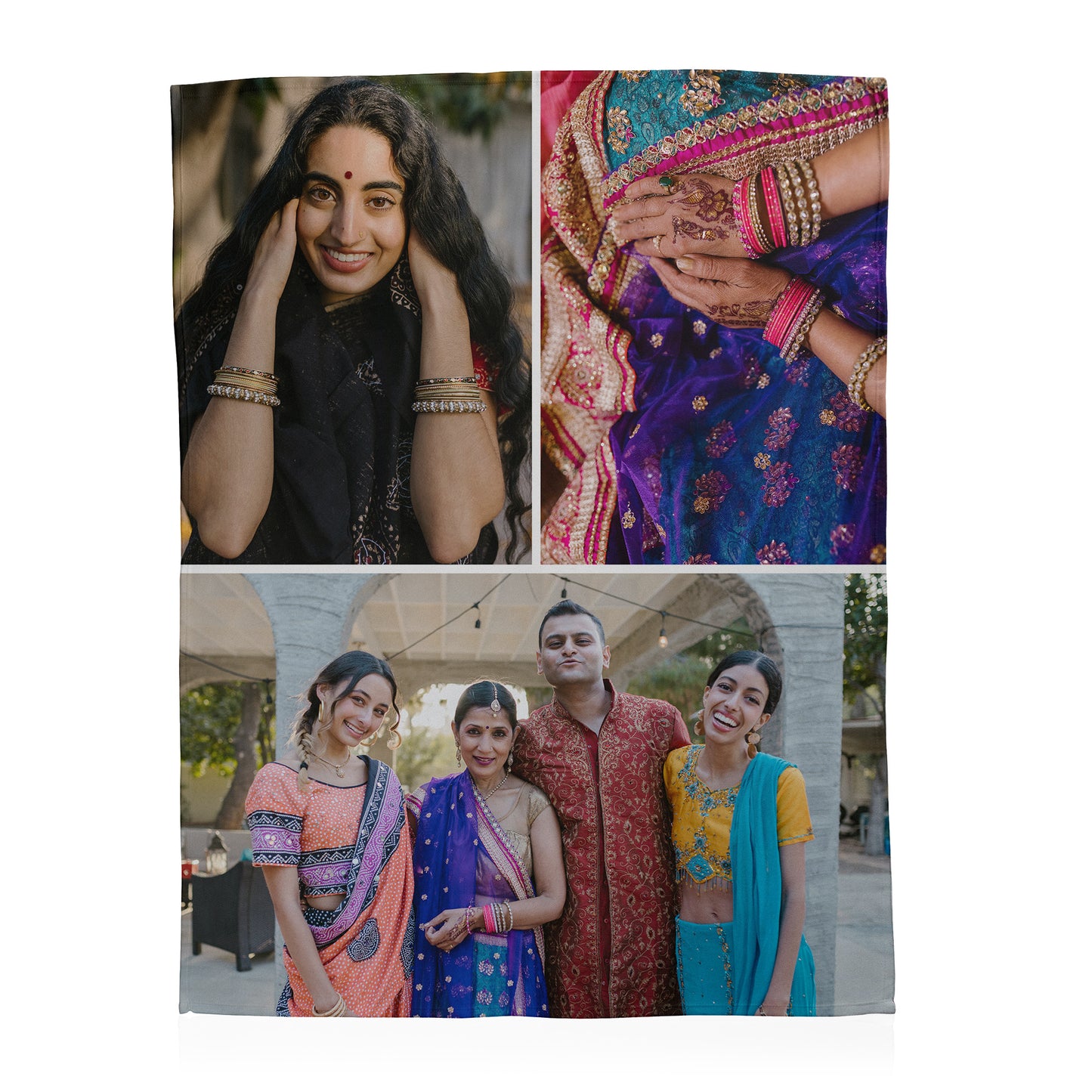 Family Photo Collage Blanket - 3 Photos