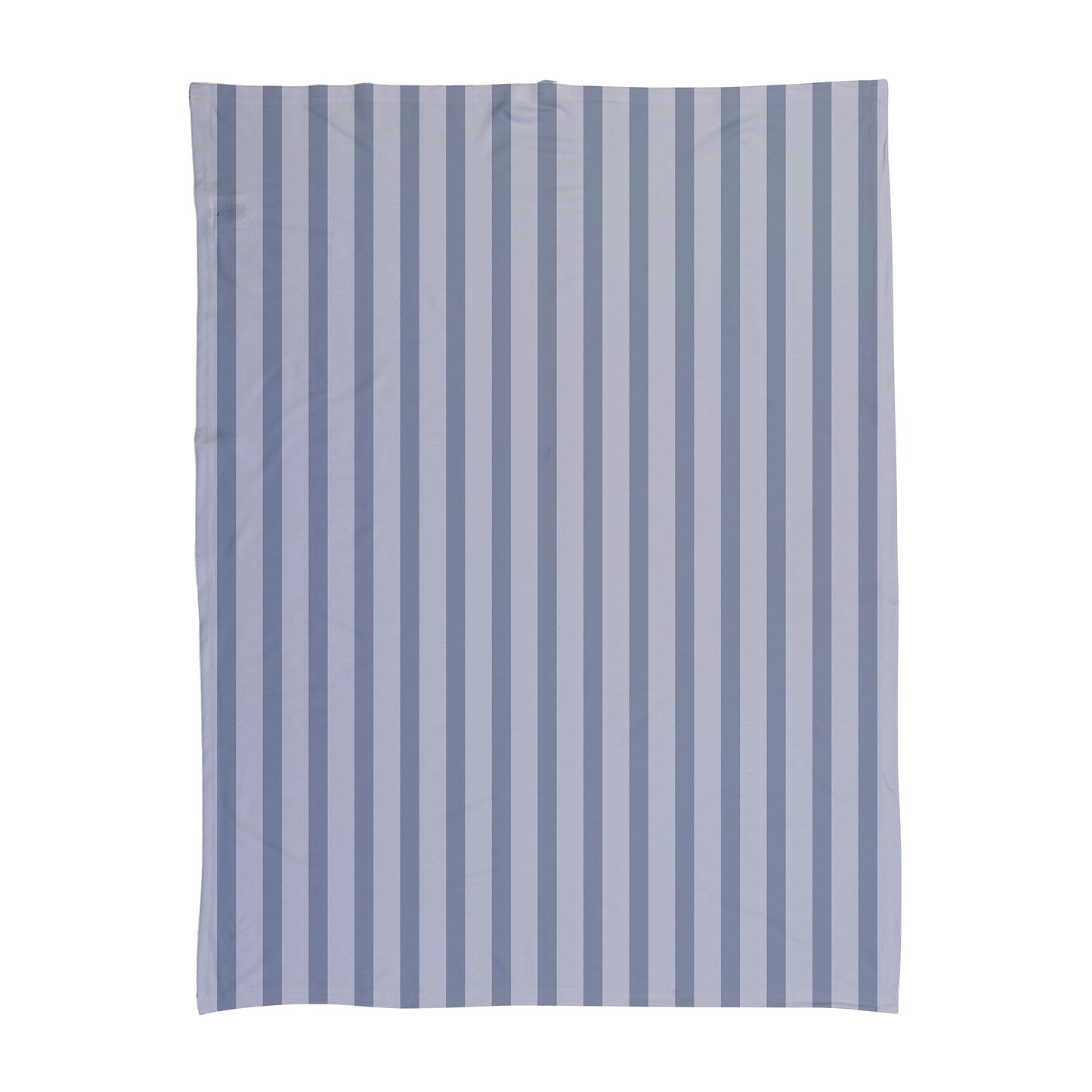 Blue and grey stripes printed on a baby swaddle.
