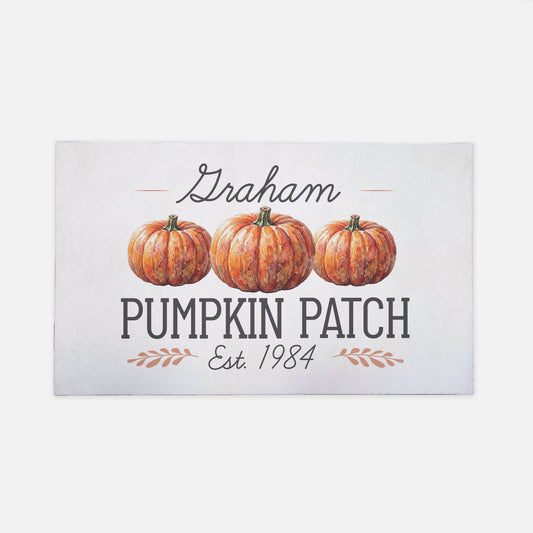 Personalized Text Pumpkin Patch Doormat - Light Background