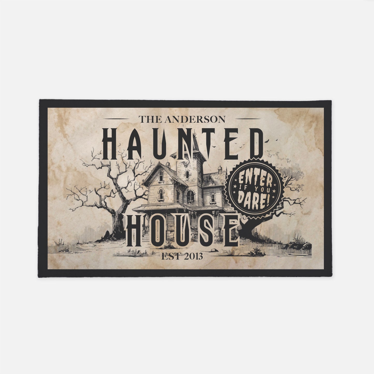 Personalized Text Haunted House Doormat