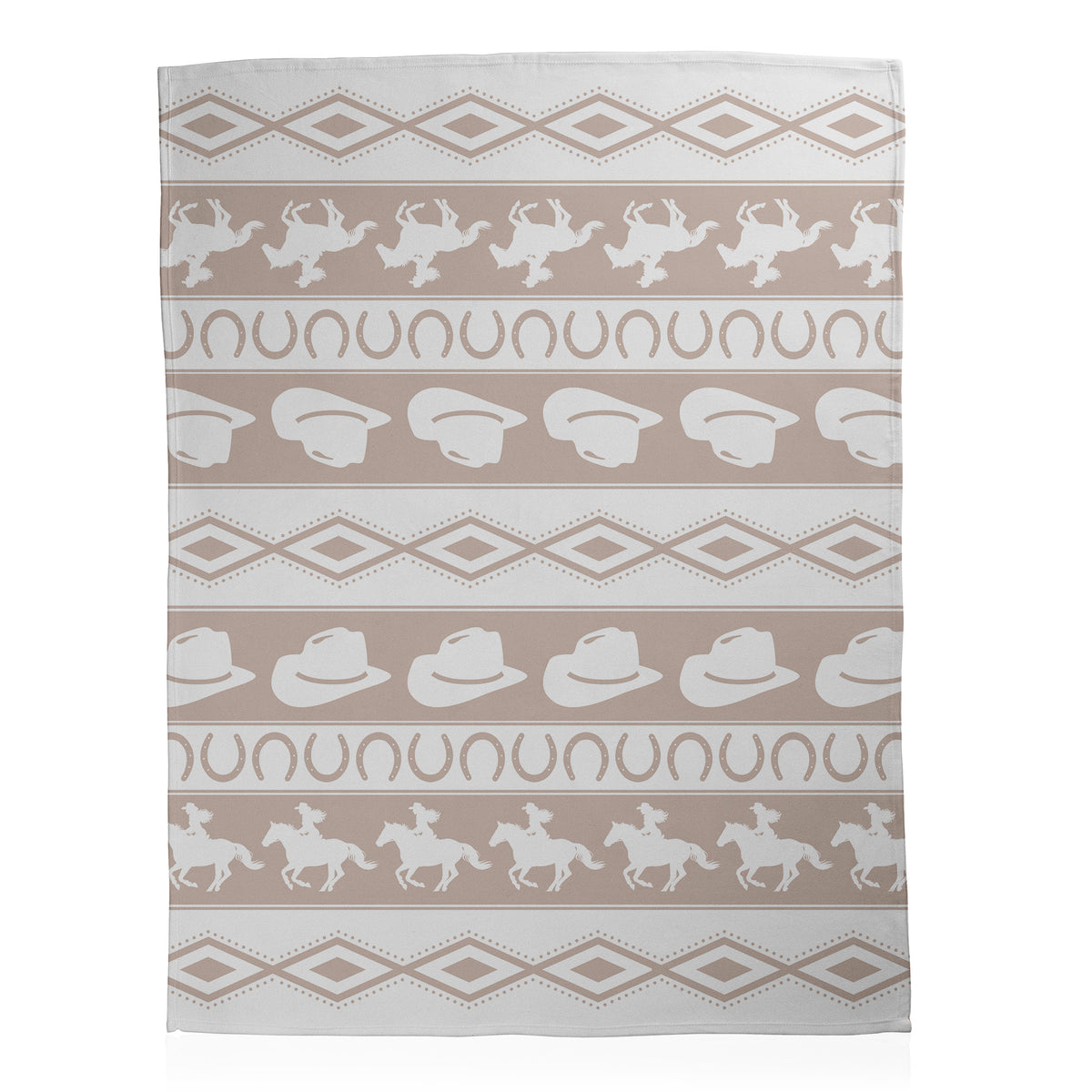 Neutral Cowboy & Horseshoe Striped Throw Blanket