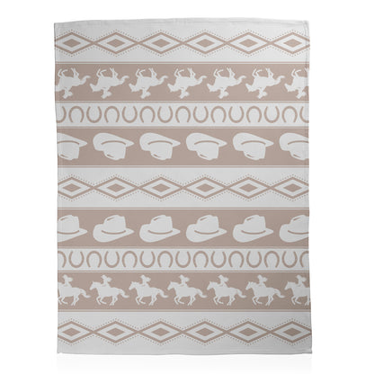Neutral Cowboy & Horseshoe Striped Throw Blanket