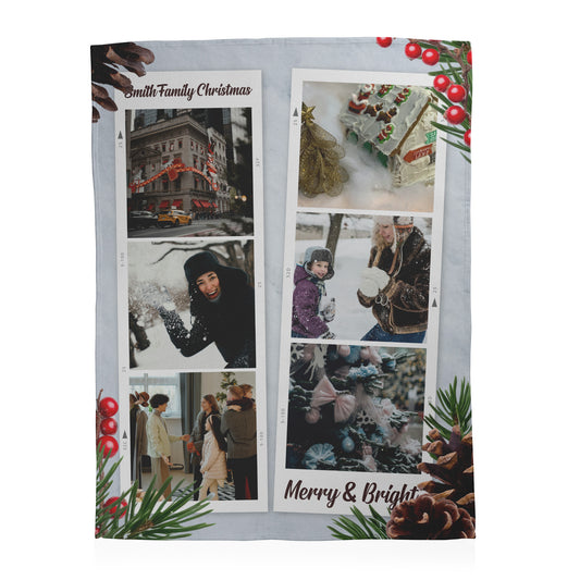 Personalized Christmas photo album with family photos and festive design