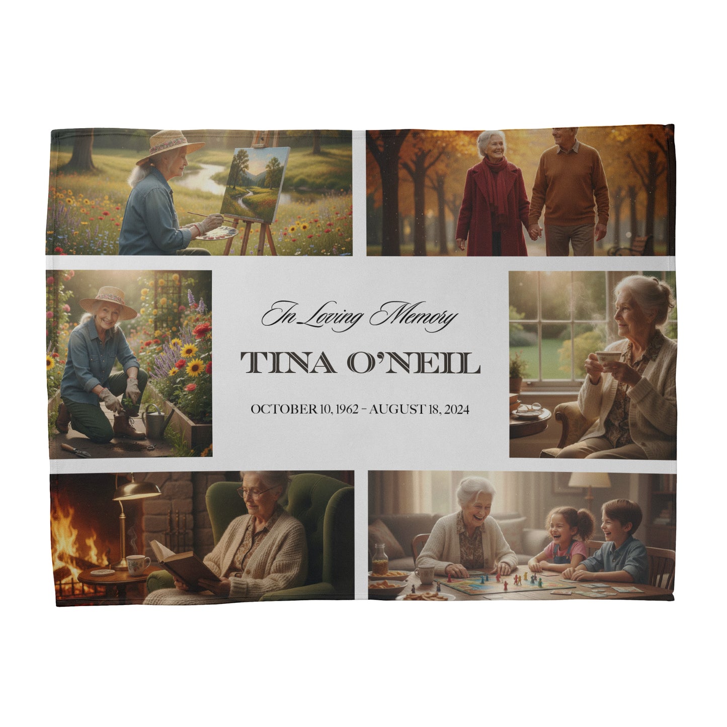 Memorial Photo Collage Blanket - 6 Photos