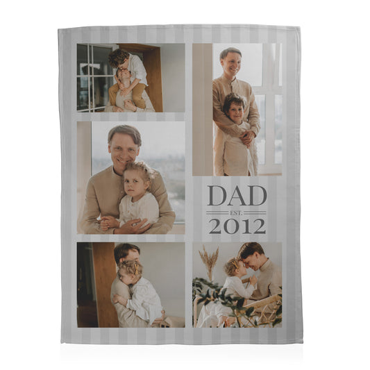 Dad Est. Photo Collage Blanket - 5 photos