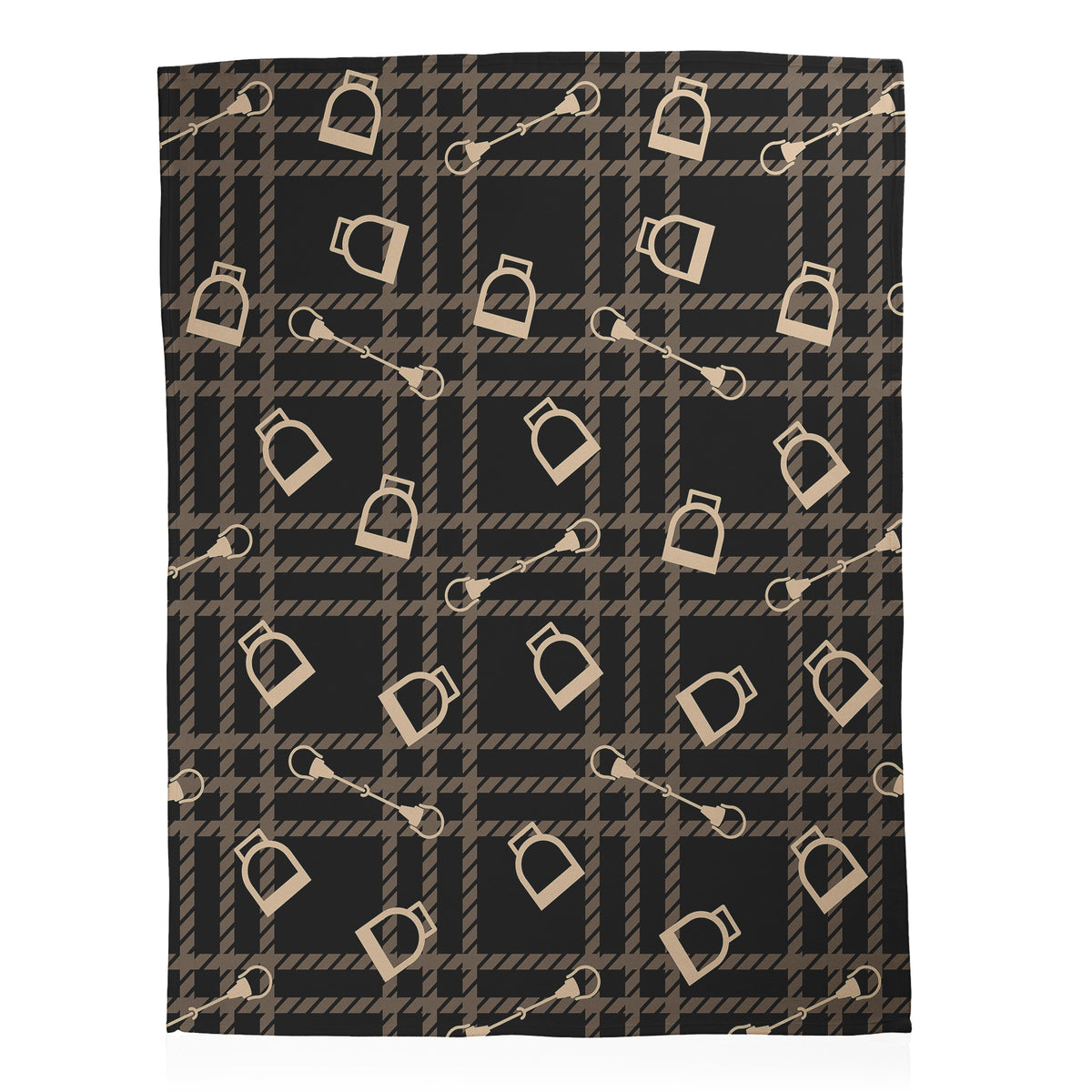 Equestrian Plaid & Stirrup Throw Blanket