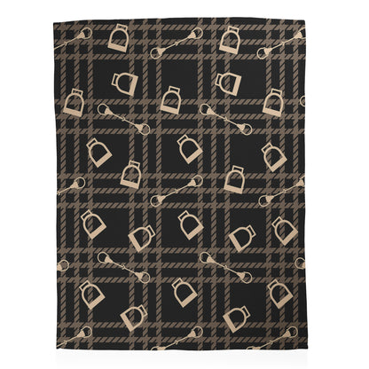 Equestrian Plaid & Stirrup Throw Blanket