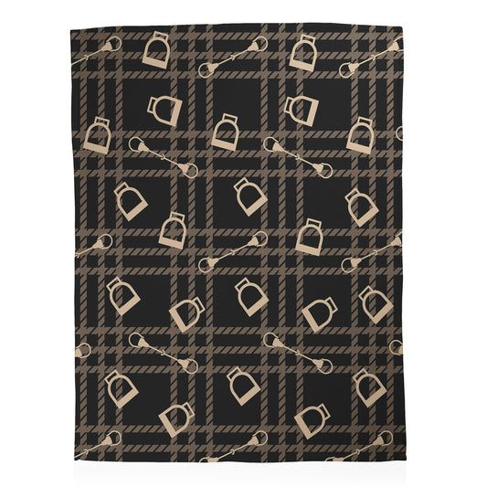Equestrian Plaid & Stirrup Throw Blanket