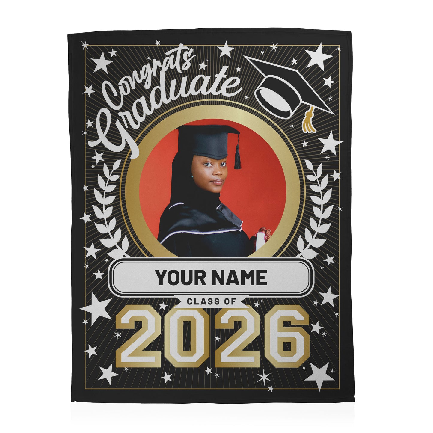 Congrats Graduate Photo and Text Blanket - 1 Photo