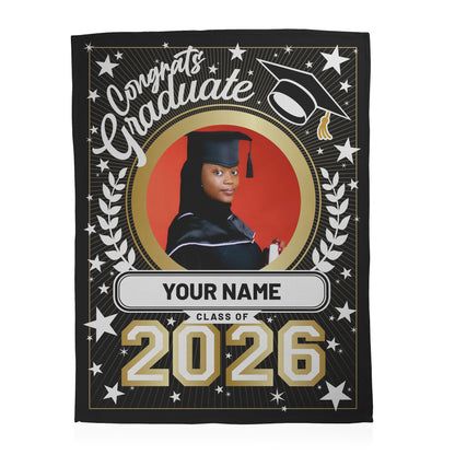 Congrats Graduate Photo and Text Blanket - 1 Photo