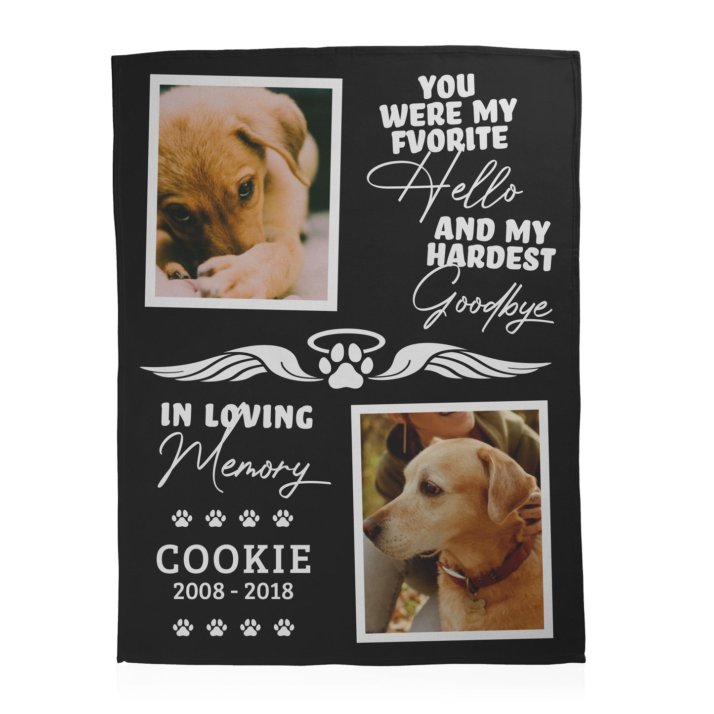 Pet Memorial Photo Collage Blanket - 2 Photos